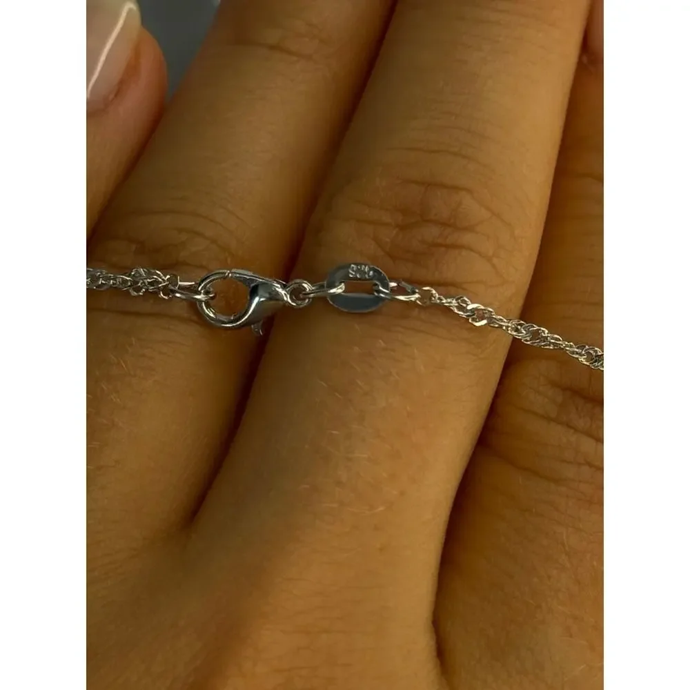 925 Sterling Silver Pearl Necklace Length 18 inch